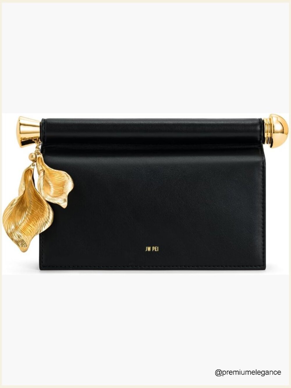 Vegan Leather Pendant Clutch Evening Bag Gold Hardware